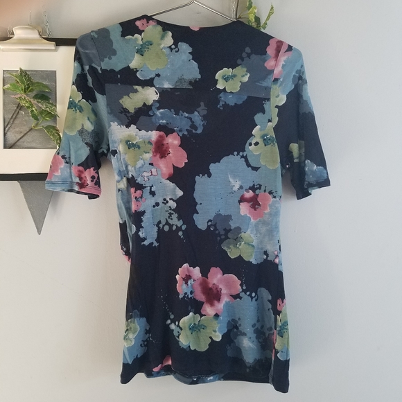 Anthropologie Deletta Night Petals Draped Top M - Picture 3 of 5